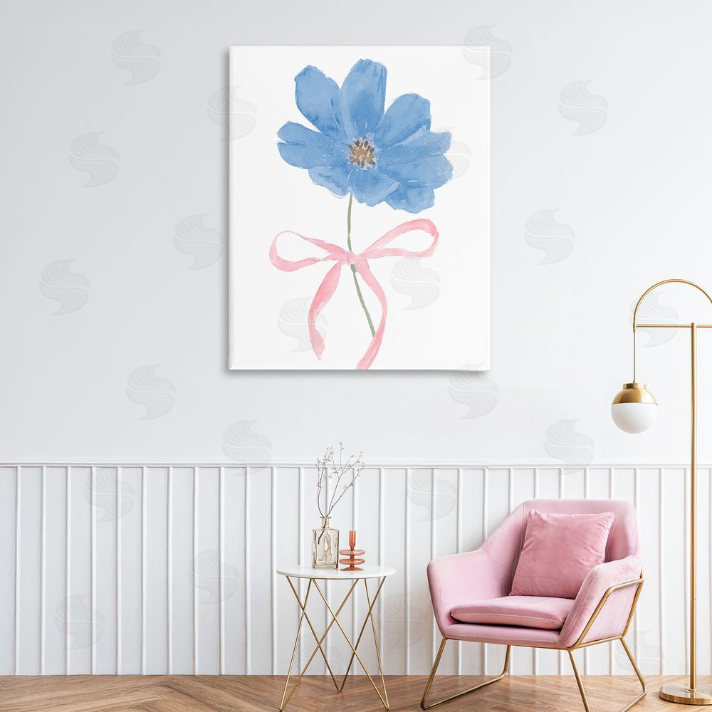 Sundance Graphics Blue Bow Bloom Canvas Wall Art Print in Room