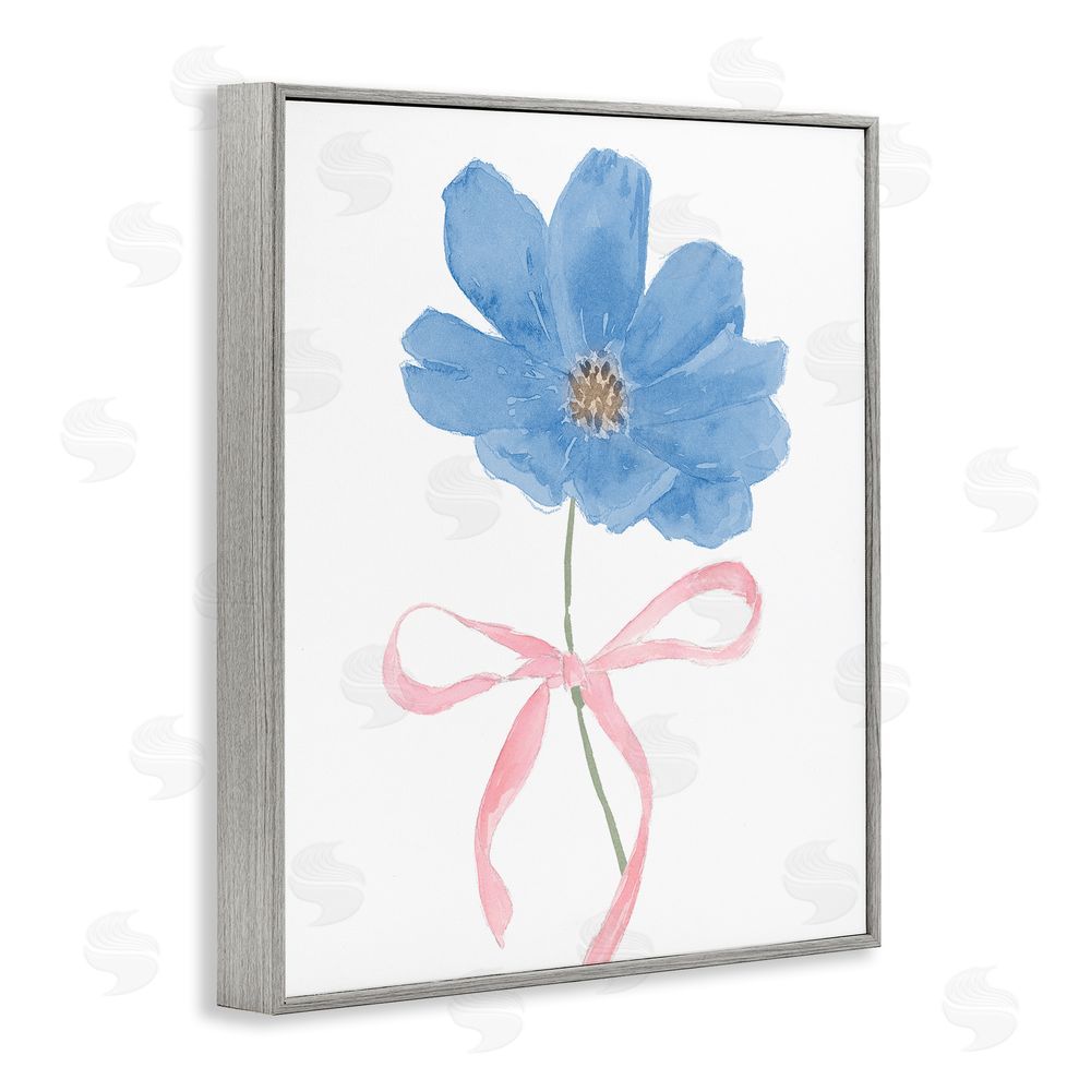 Sundance Graphics Blue Bow Bloom Gray Framed Giclee Wall Art Print