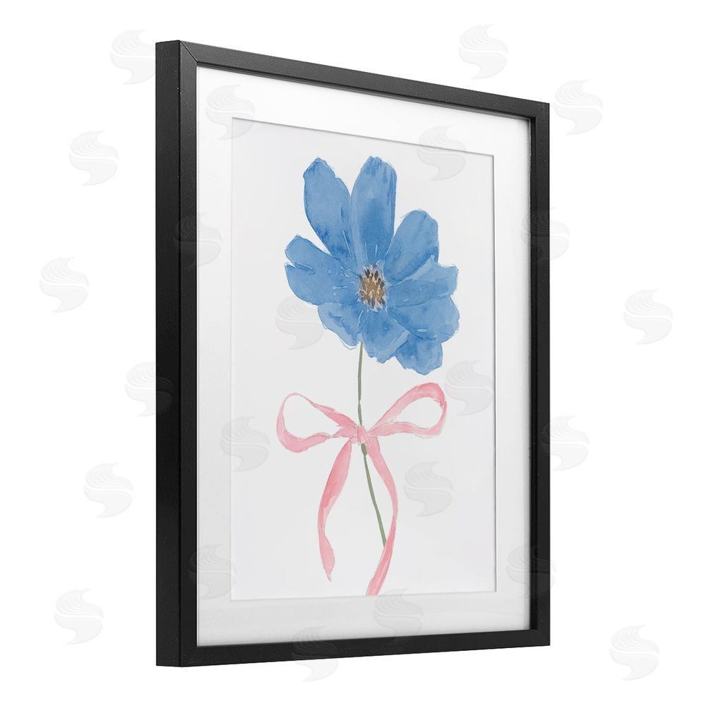 Sundance Graphics Blue Bow Bloom Black Framed Print Under Glass Wall Art