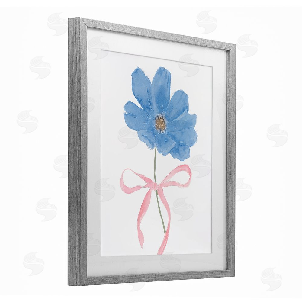 Sundance Graphics Blue Bow Bloom Gray Framed Print Under Glass Wall Art