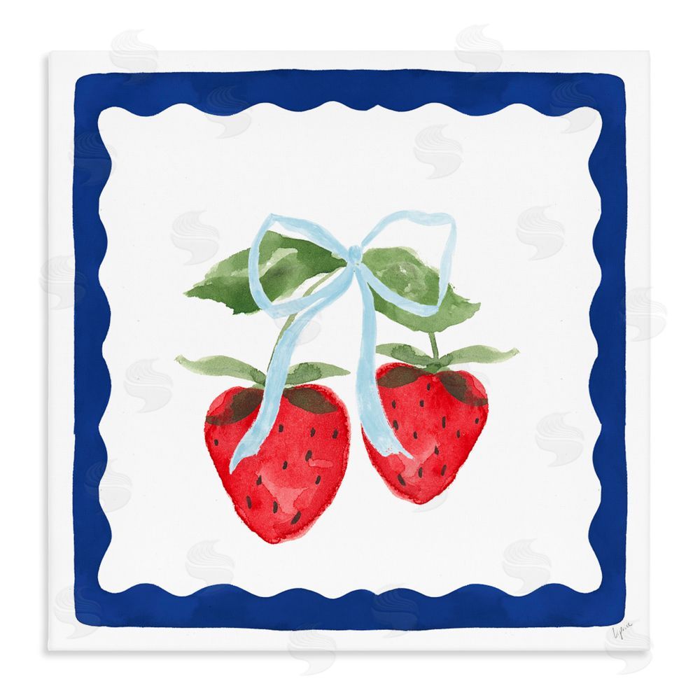 Lucille Price Summer Bordered Strawberries Stretched Canvas Wall Art Print