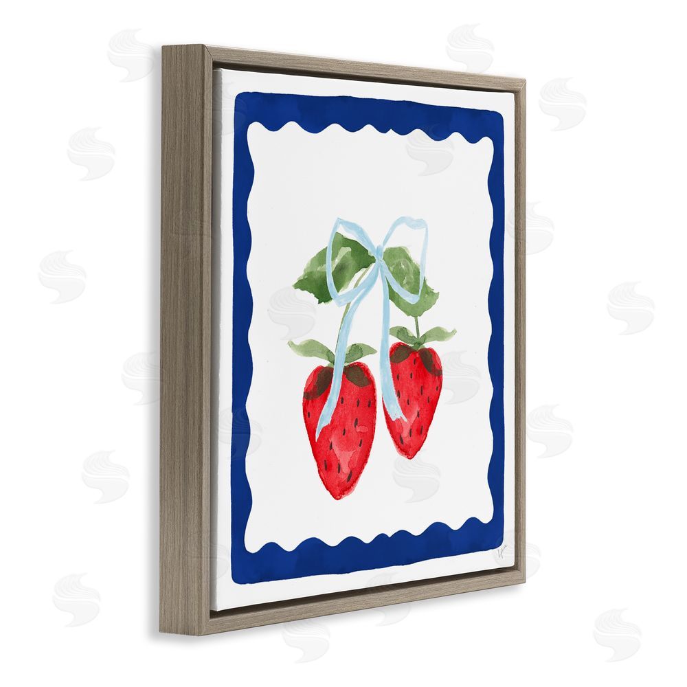Lucille Price Summer Bordered Strawberries Brown Floating Frame Canvas Wall Art Print