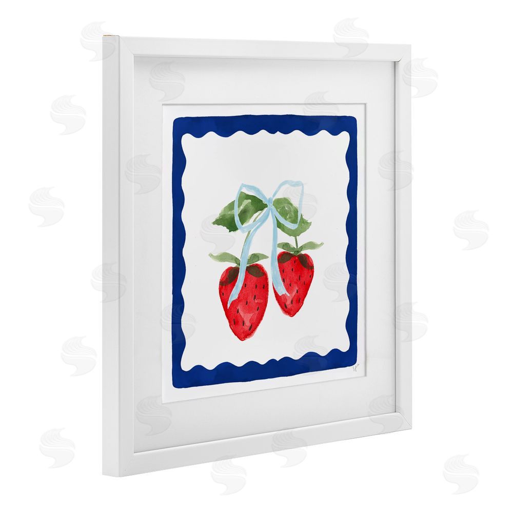 Lucille Price Summer Bordered Strawberries White Framed Print Under Glass Wall Art