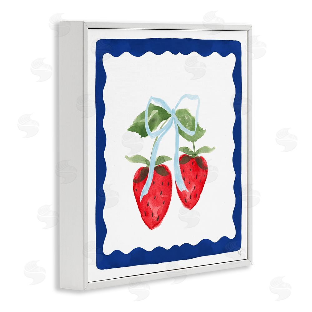 Lucille Price Summer Bordered Strawberries White Framed Giclee Wall Art Print