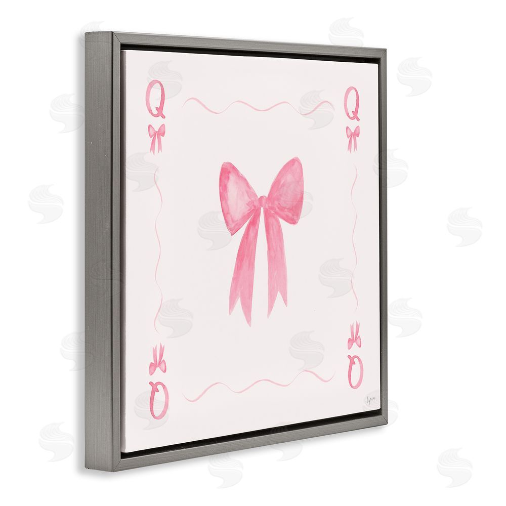 Lucille Price Queen of Ribbons Card Gray Floating Frame Canvas Wall Art Print
