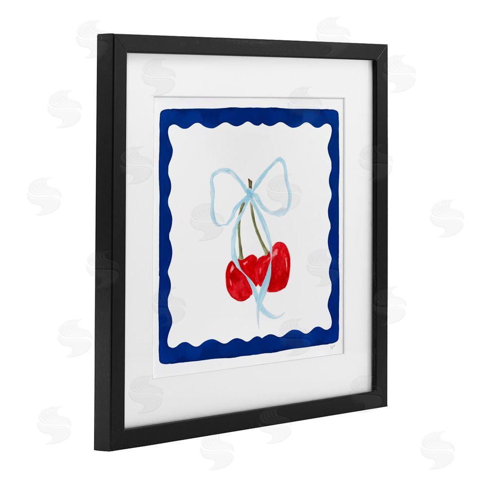 Lucille Price Summer Bordered Cherries Black Framed Print Under Glass Wall Art
