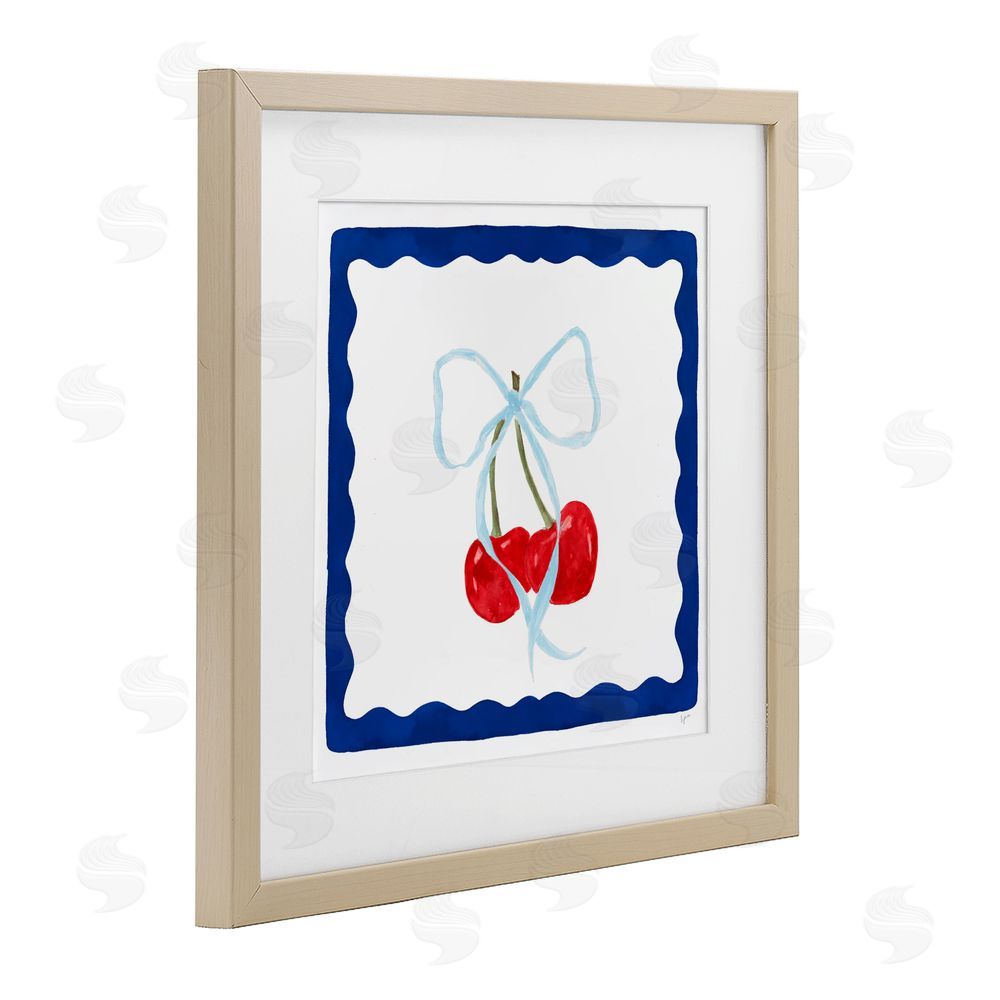 Lucille Price Summer Bordered Cherries Birch Framed Print Under Glass Wall Art