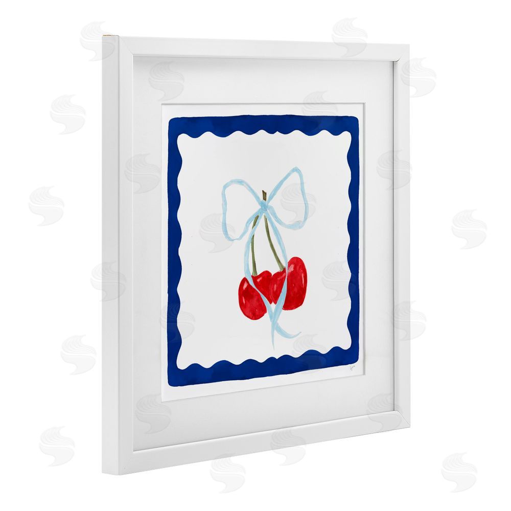 Lucille Price Summer Bordered Cherries White Framed Print Under Glass Wall Art