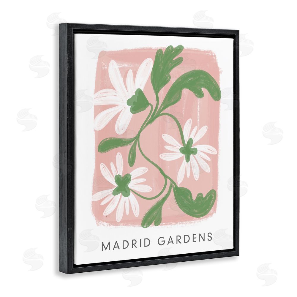 Sundance Graphics Madrid Gardens Pastel Blooms Black Floating Frame Canvas Wall Art Print