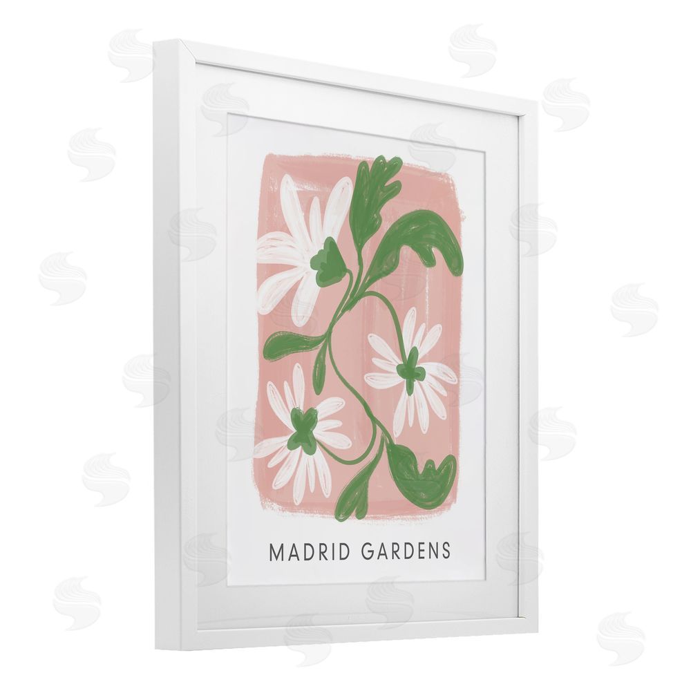 Sundance Graphics Madrid Gardens Pastel Blooms White Framed Print Under Glass Wall Art