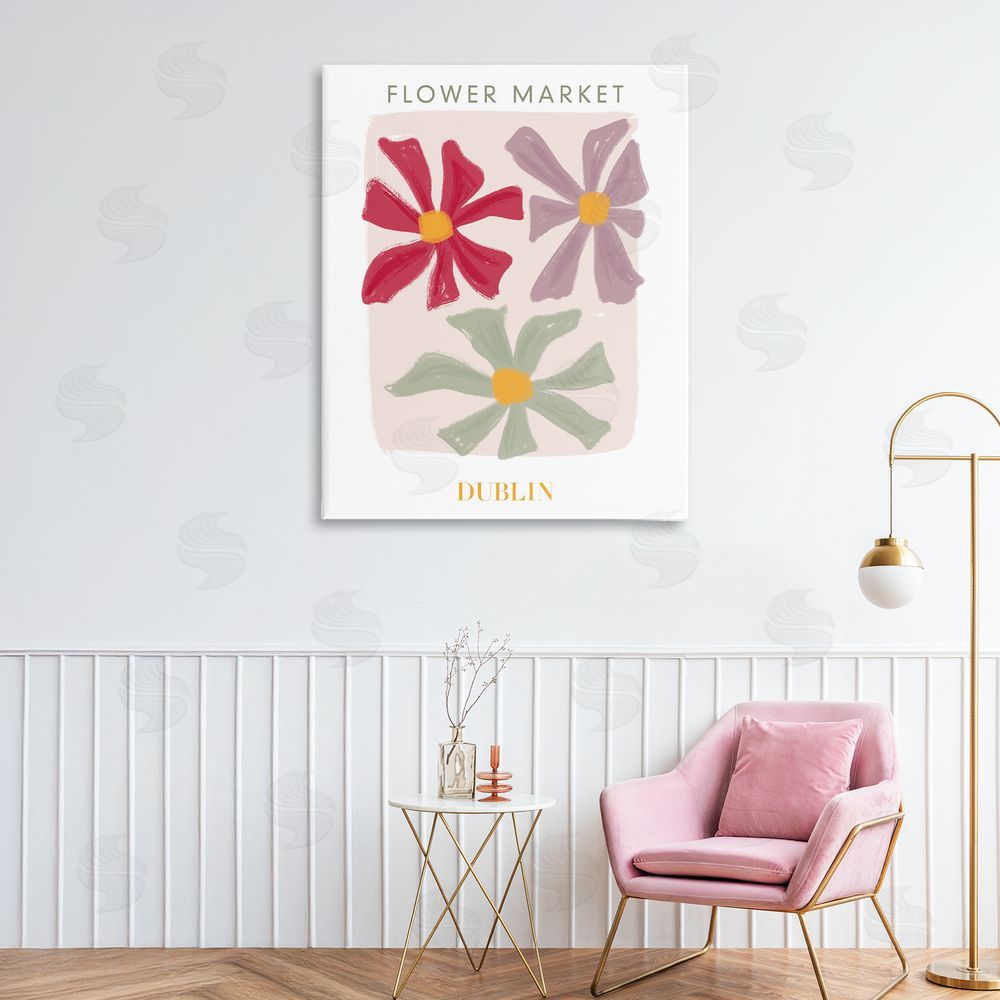 Sundance Graphics Muted Dublin Flower Market Canvas Wall Art Print in Room
