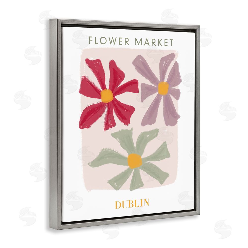 Sundance Graphics Muted Dublin Flower Market Gray Floating Frame Canvas Wall Art Print