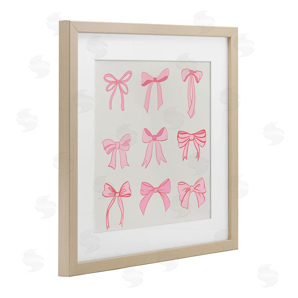 Emily Navas Pink Coquette Ribbons Brown Framed Print Under Glass Wall Art