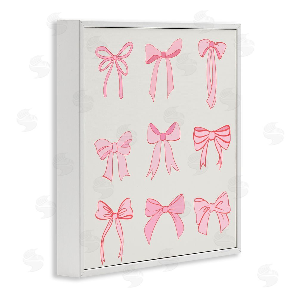 Emily Navas Pink Coquette Ribbons White Framed Giclee Wall Art Print