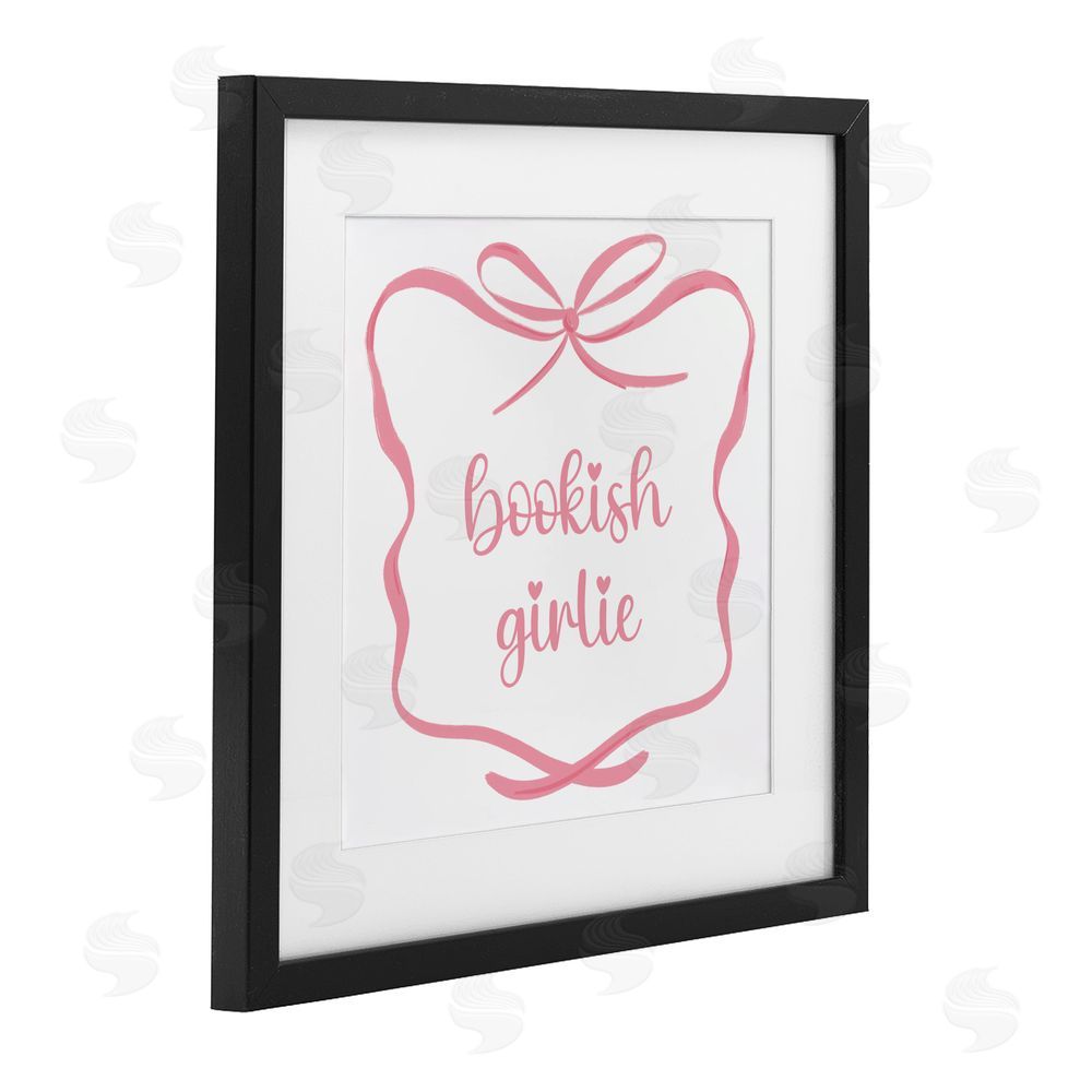 Lucille Price Bookish Girlie with Bow Black Framed Print Under Glass Wall Art
