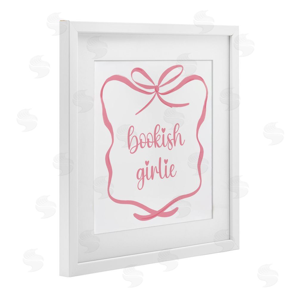 Lucille Price Bookish Girlie with Bow White Framed Print Under Glass Wall Art