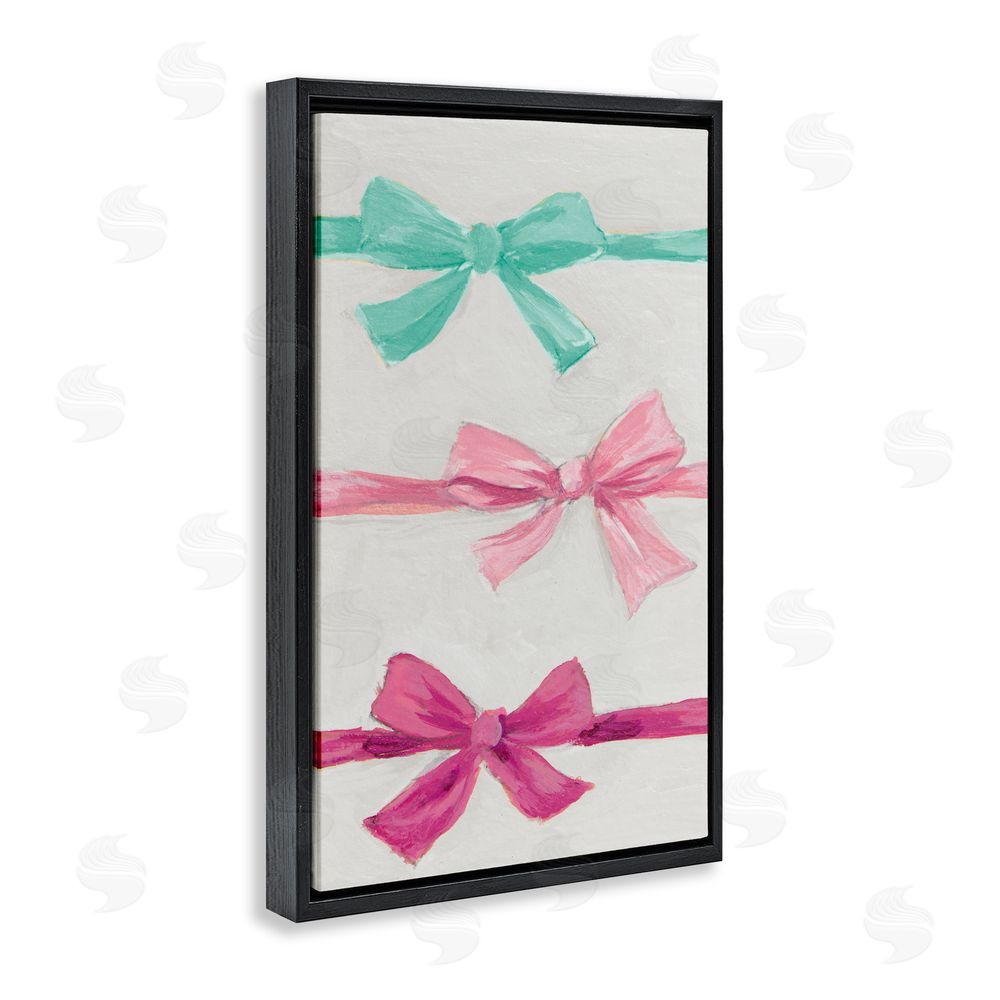 Lanie Loreth Ribbon Bows Trio Black Floating Frame Canvas Wall Art Print