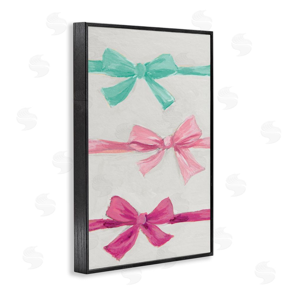 Lanie Loreth Ribbon Bows Trio Black Framed Giclee Wall Art Print
