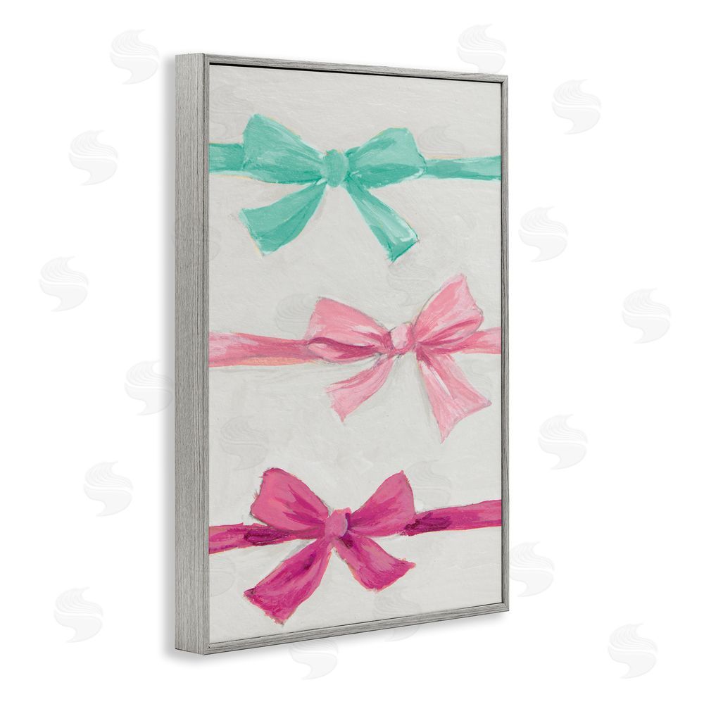 Lanie Loreth Ribbon Bows Trio Gray Framed Giclee Wall Art Print