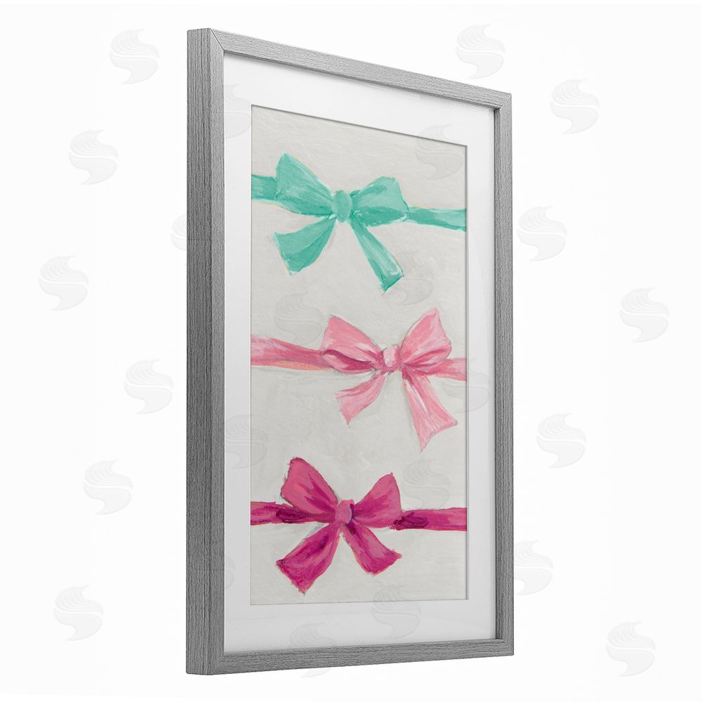 Lanie Loreth Ribbon Bows Trio Gray Framed Print Under Glass Wall Art
