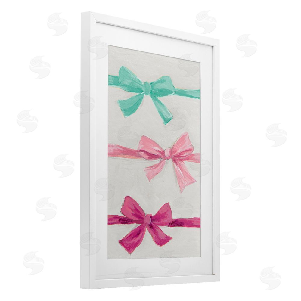 Lanie Loreth Ribbon Bows Trio White Framed Print Under Glass Wall Art