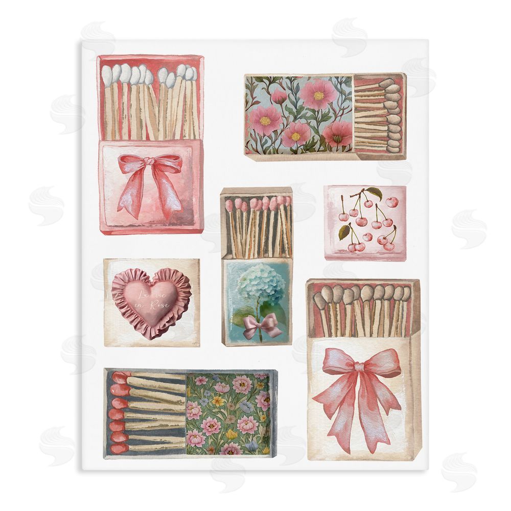 Elizabeth Medley Vintage Feminine Matchbooks Stretched Canvas Wall Art Print