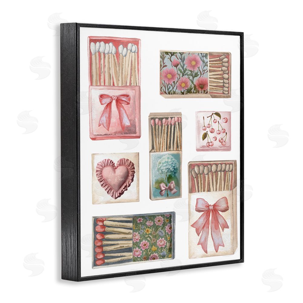 Elizabeth Medley Vintage Feminine Matchbooks Black Framed Giclee Wall Art Print