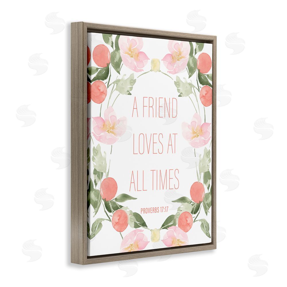 Sundance Graphics A Friend Loves At All Times Brown Floating Frame Canvas Wall Art Print