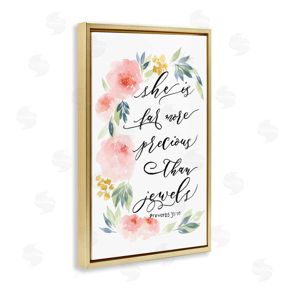 Sundance Graphics Far More Precious Than Jewels Gold Floating Frame Canvas Wall Art Print