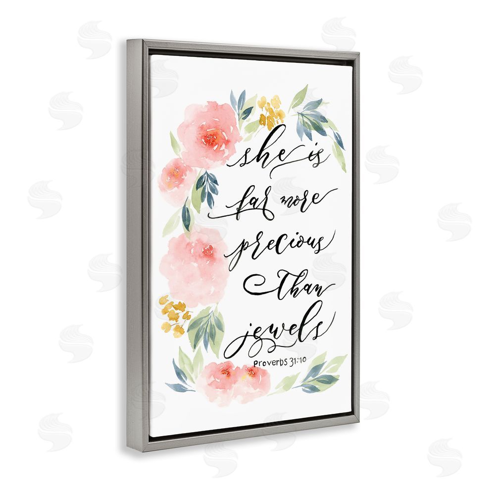 Sundance Graphics Far More Precious Than Jewels Gray Floating Frame Canvas Wall Art Print