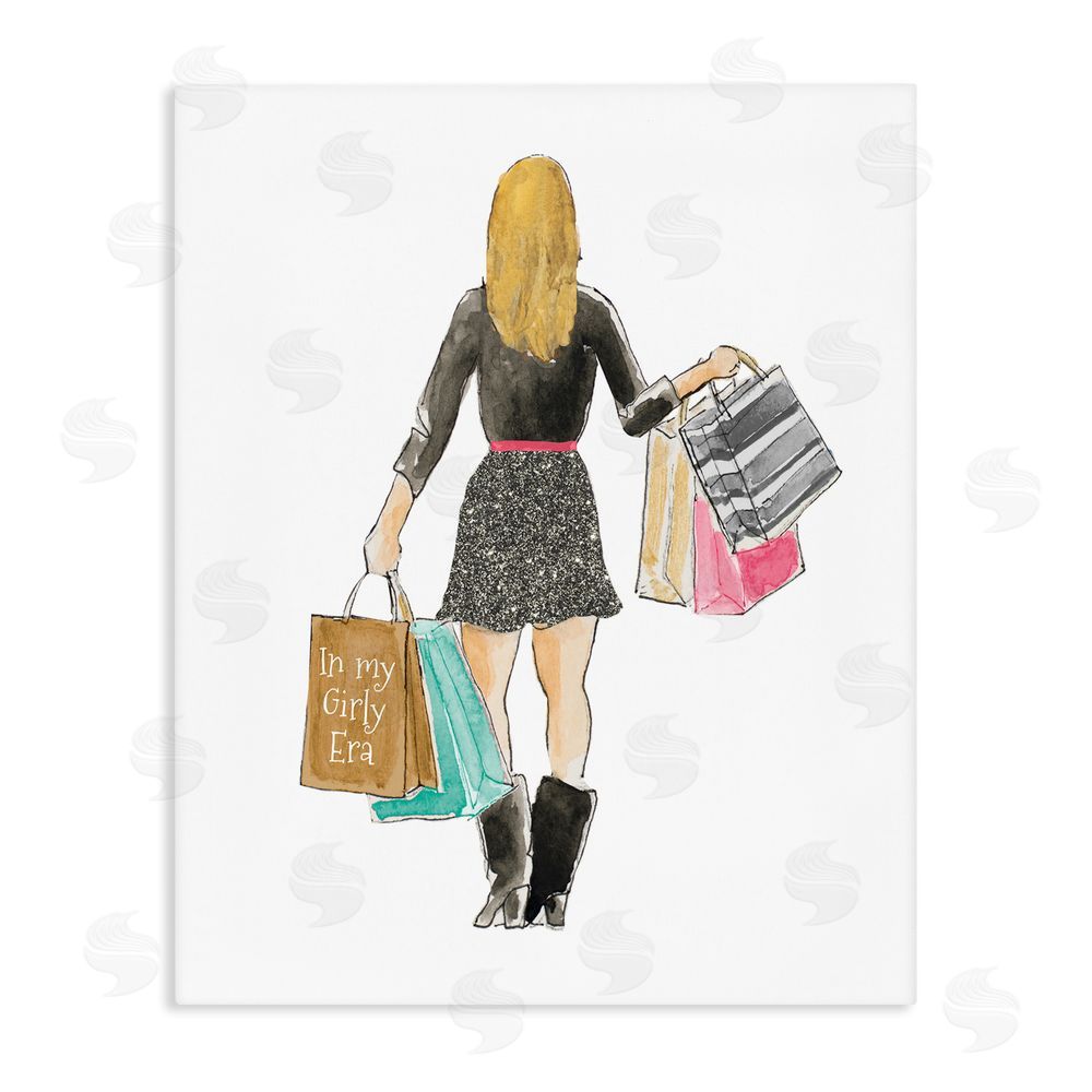 Sundance Graphics Girl With Shopping Bags Canvas Wall Art Print