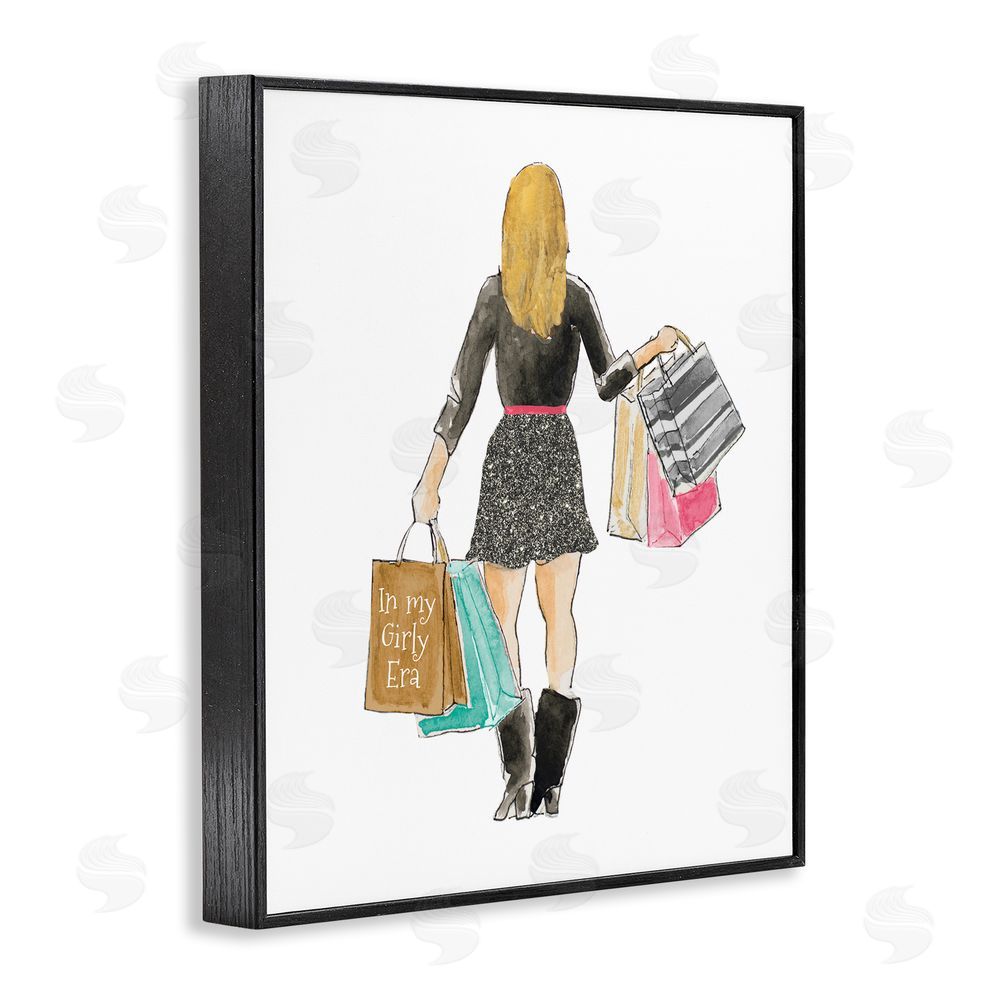 Sundance Graphics Girl With Shopping Bags Black Framed Giclee Wall Art Print