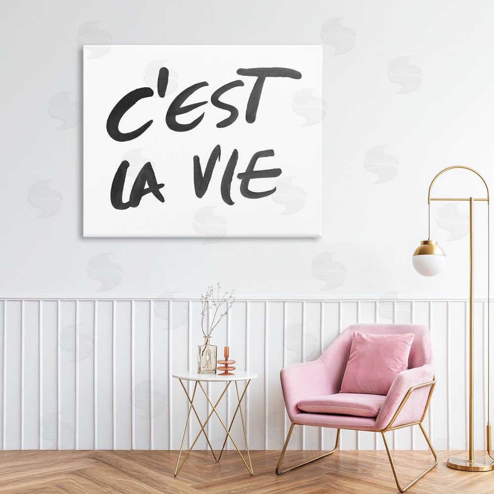 Sundance Graphics C'est La Vie Minimal Text Canvas Wall Art Print in Room