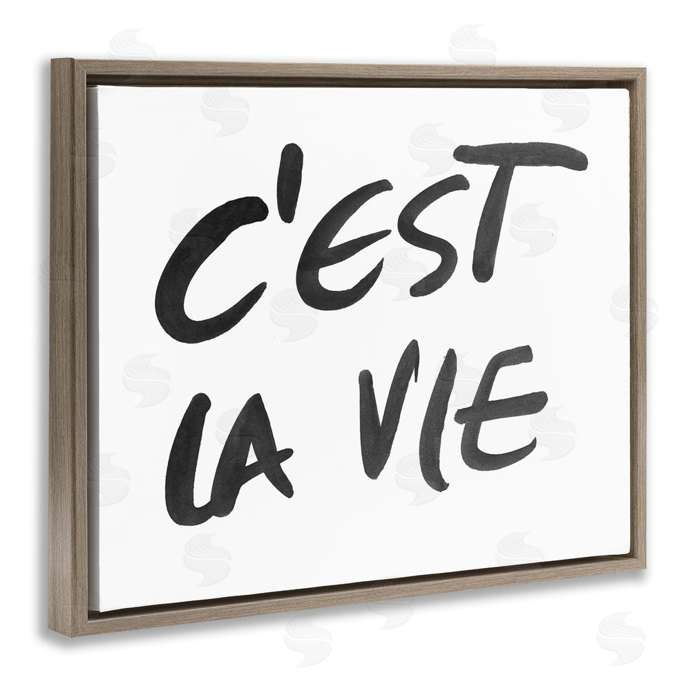 Sundance Graphics C'est La Vie Minimal Text Brown Floating Frame Canvas Wall Art Print
