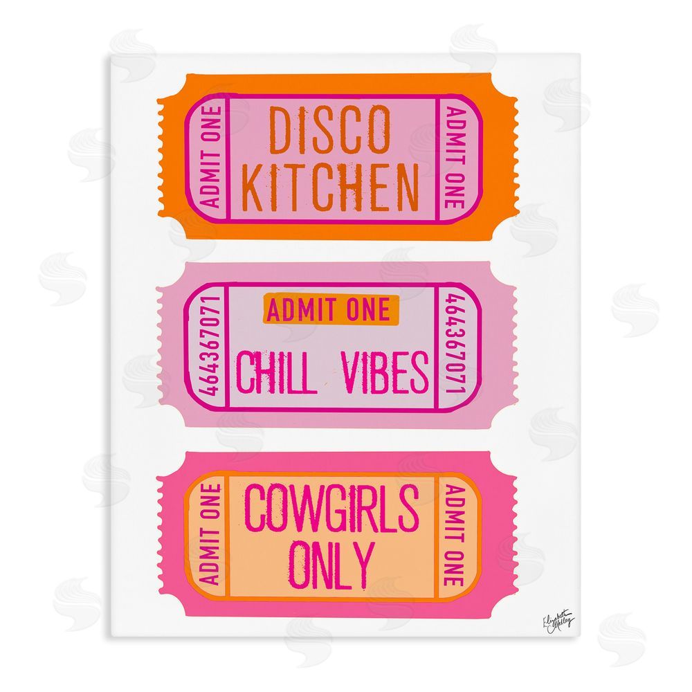 Sundance Graphics Disco Cowgirl Ticket Phrases Canvas Wall Art Print