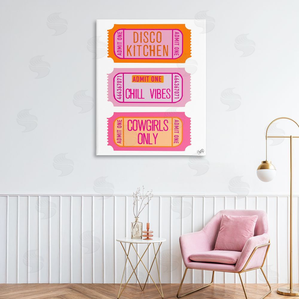 Sundance Graphics Disco Cowgirl Ticket Phrases Canvas Wall Art Print in Room