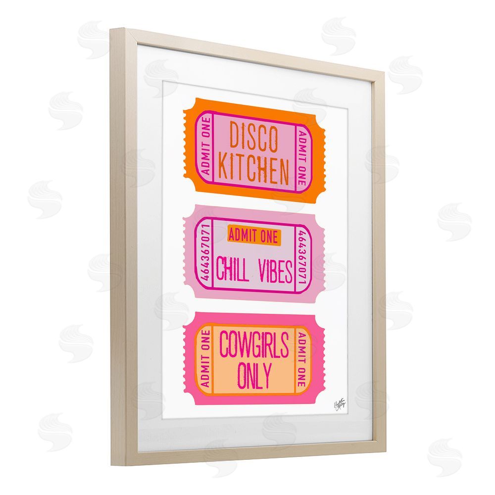 Sundance Graphics Disco Cowgirl Ticket Phrases Birch Framed Print Under Glass Wall Art