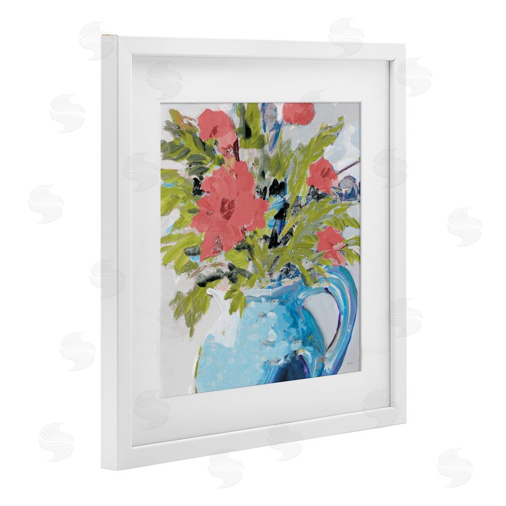 Sundance Graphics Daisies in Blue Vase White Framed Print Under Glass Wall Art