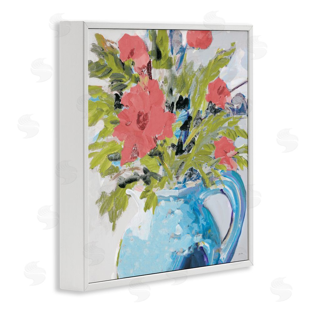 Sundance Graphics Daisies in Blue Vase White Framed Giclee Wall Art Print