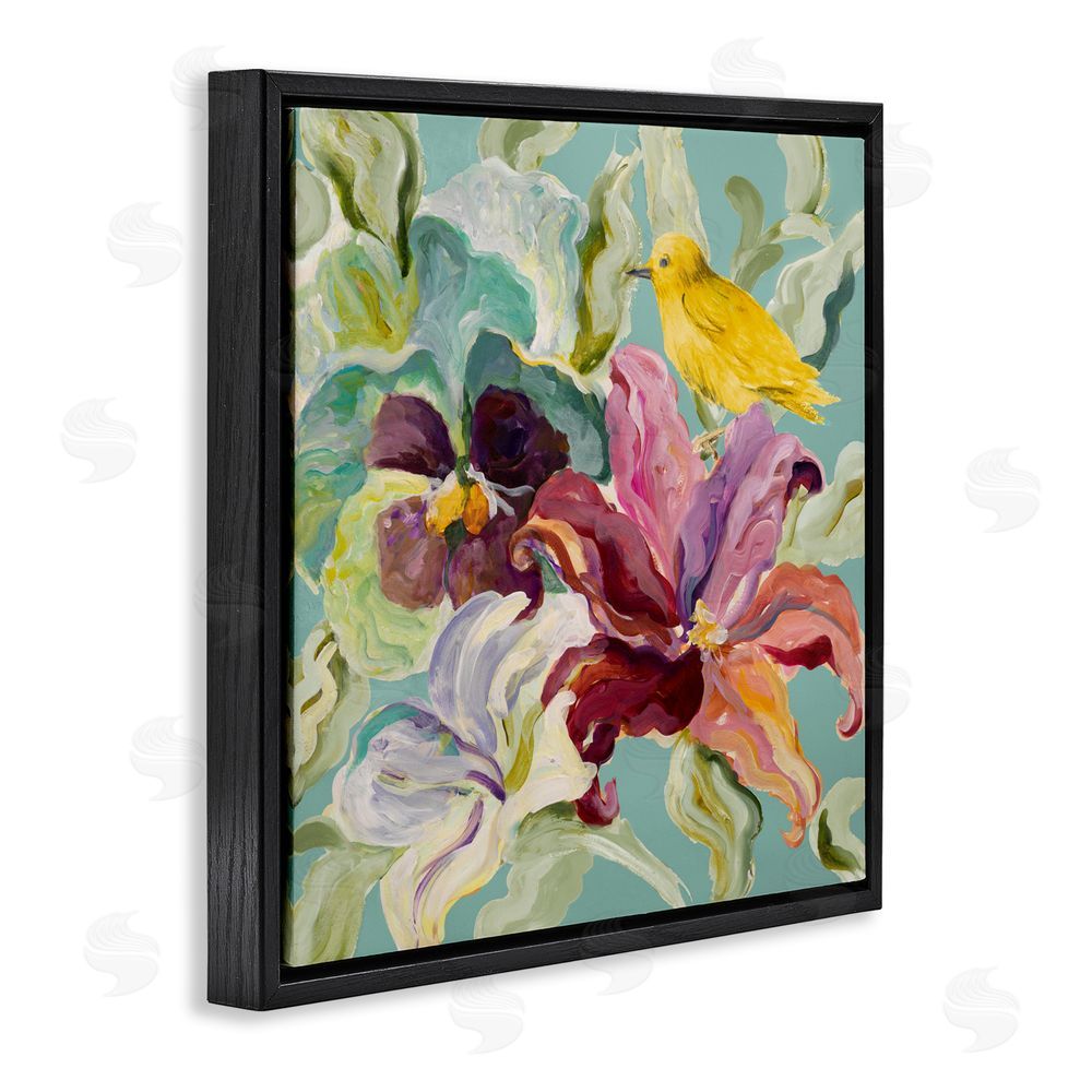 Sundance Graphics Lyrical Garden Canary Black Floating Frame Canvas Wall Art Print