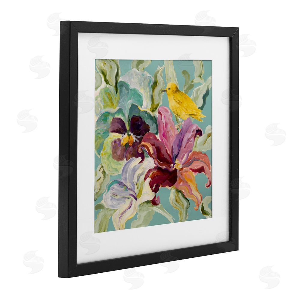 Sundance Graphics Lyrical Garden Canary Black Framed Print Under Glass Wall Art