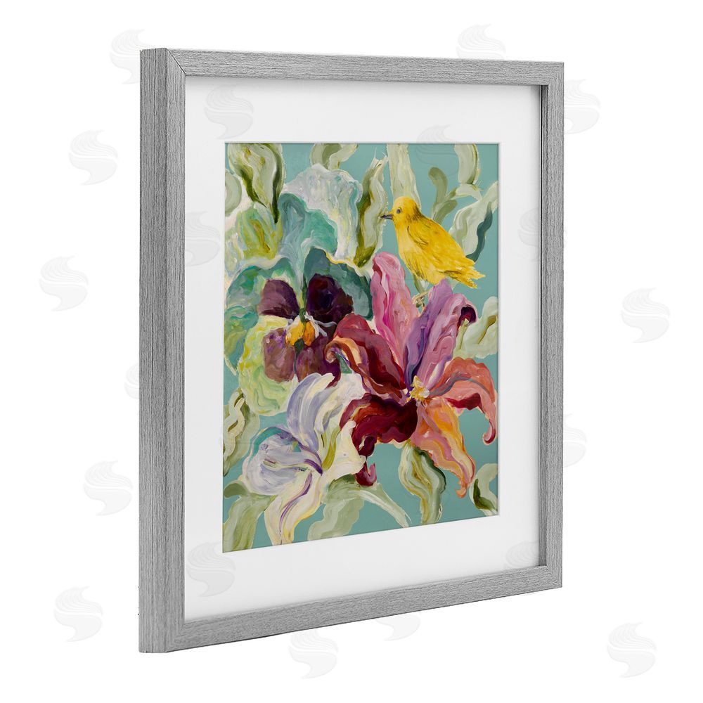 Sundance Graphics Lyrical Garden Canary Gray Framed Print Under Glass Wall Art