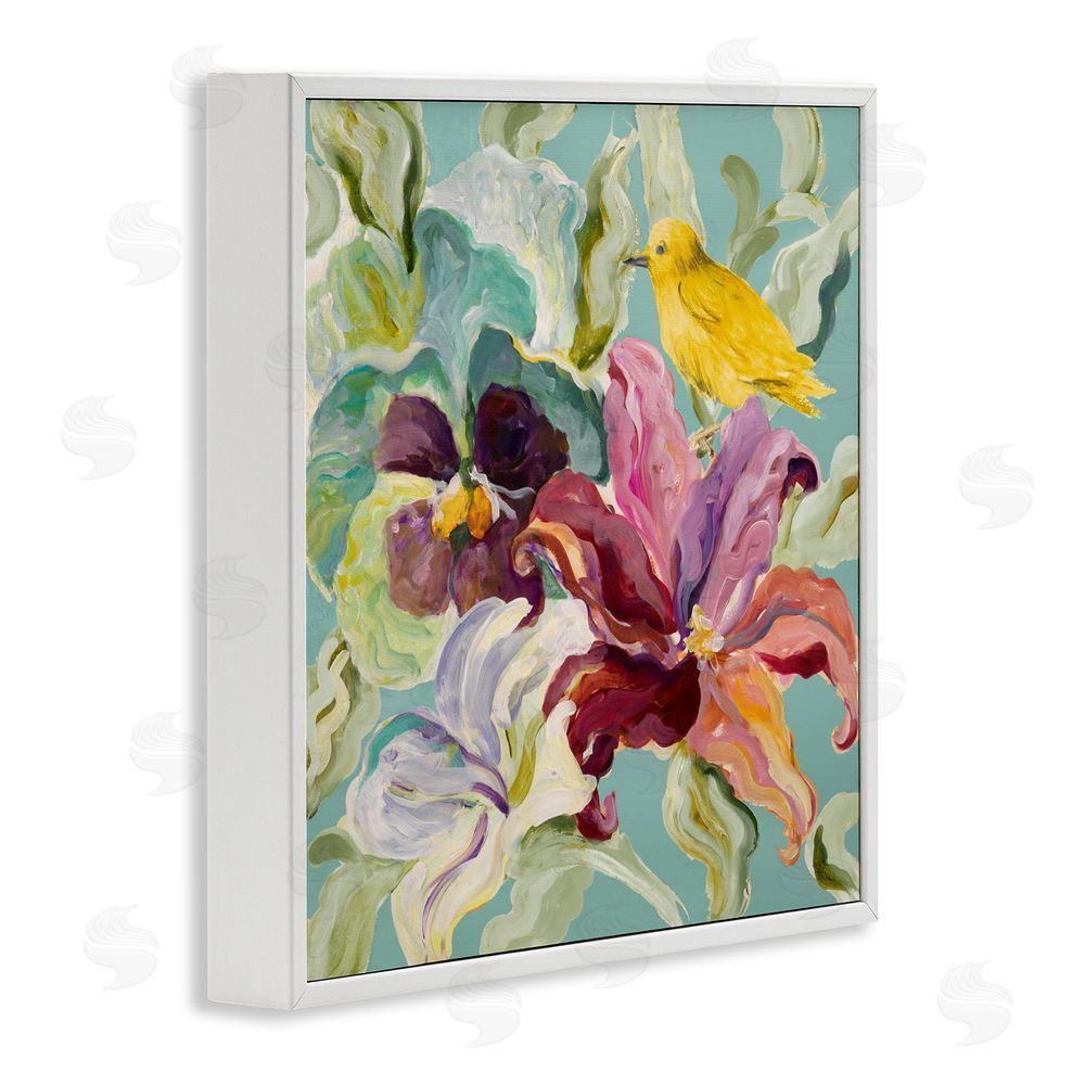 Sundance Graphics Lyrical Garden Canary White Framed Giclee Wall Art Print