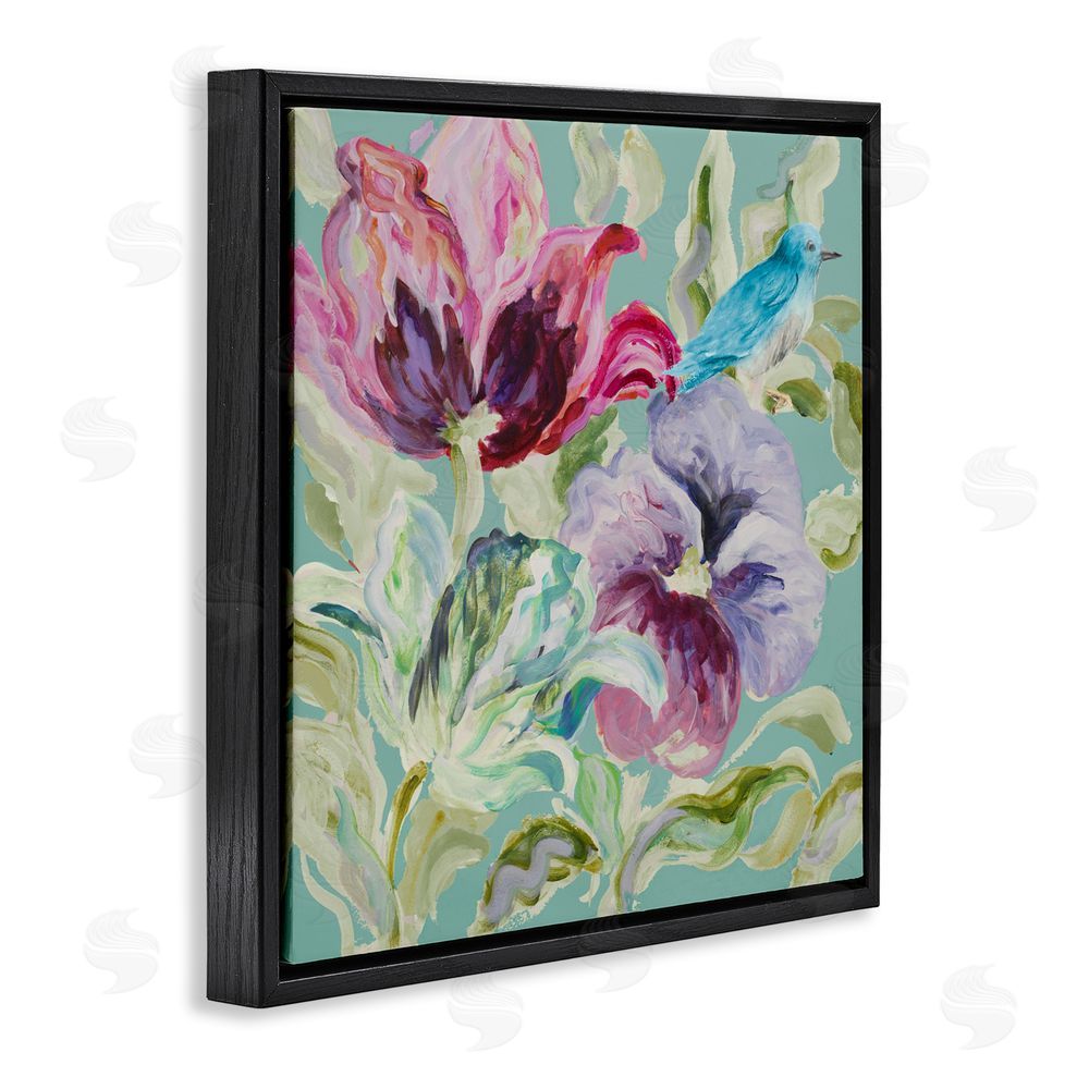 Sundance Graphics Lyrical Garden Strokes Black Floating Frame Canvas Wall Art Print