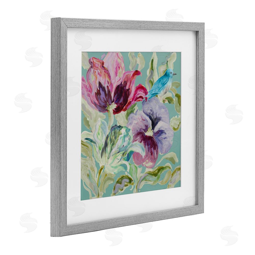 Sundance Graphics Lyrical Garden Strokes Gray Framed Print Under Glass Wall Art