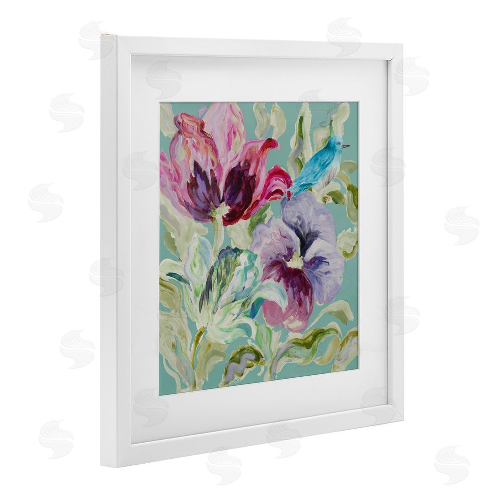 Sundance Graphics Lyrical Garden Strokes White Framed Print Under Glass Wall Art
