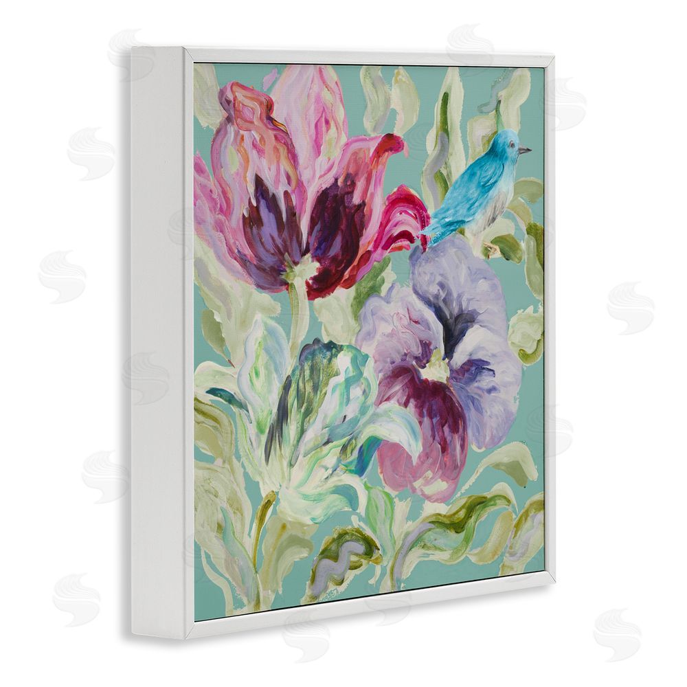 Sundance Graphics Lyrical Garden Strokes White Framed Giclee Wall Art Print