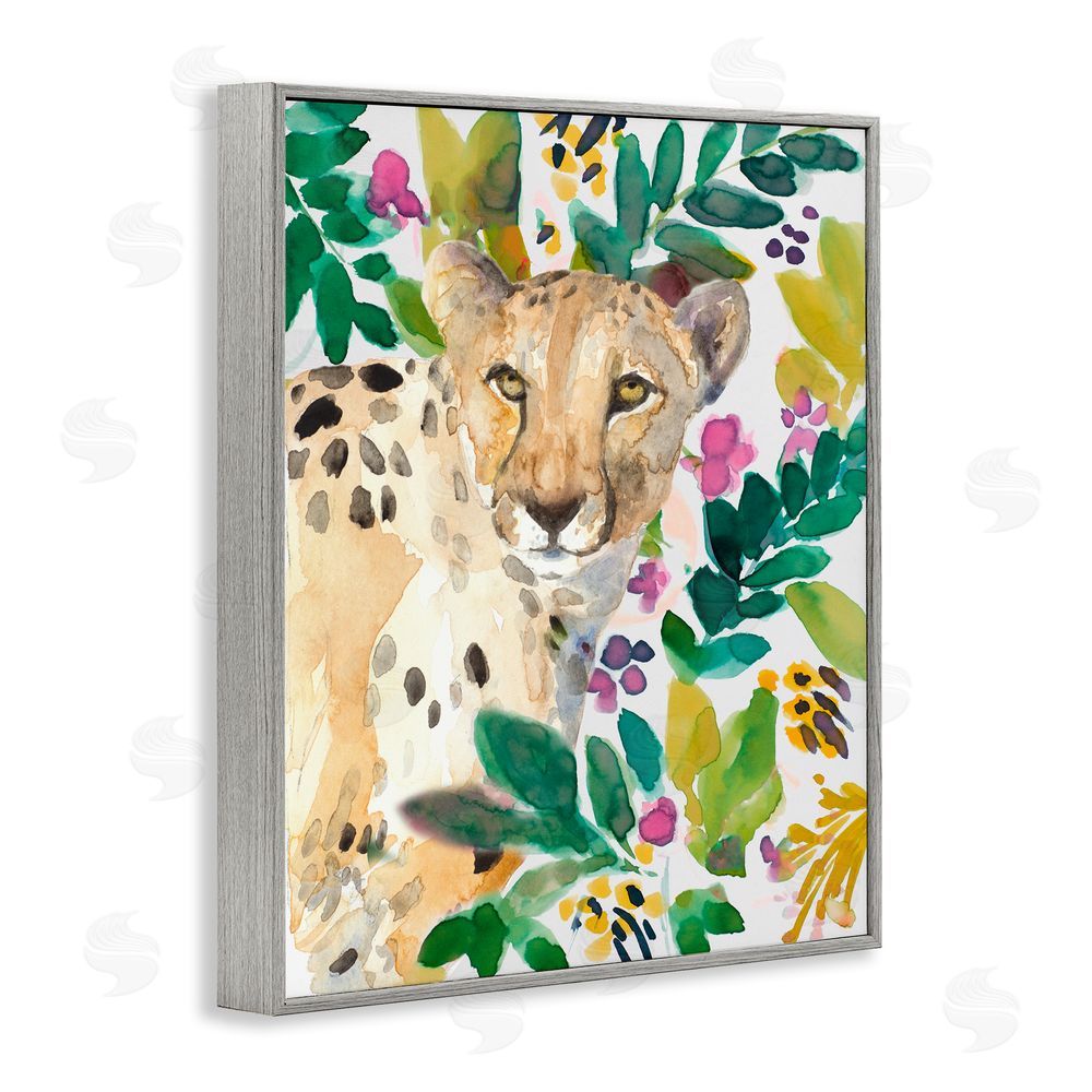 Sundance Graphics Garden Plants Cheetah Gray Framed Giclee Wall Art Print