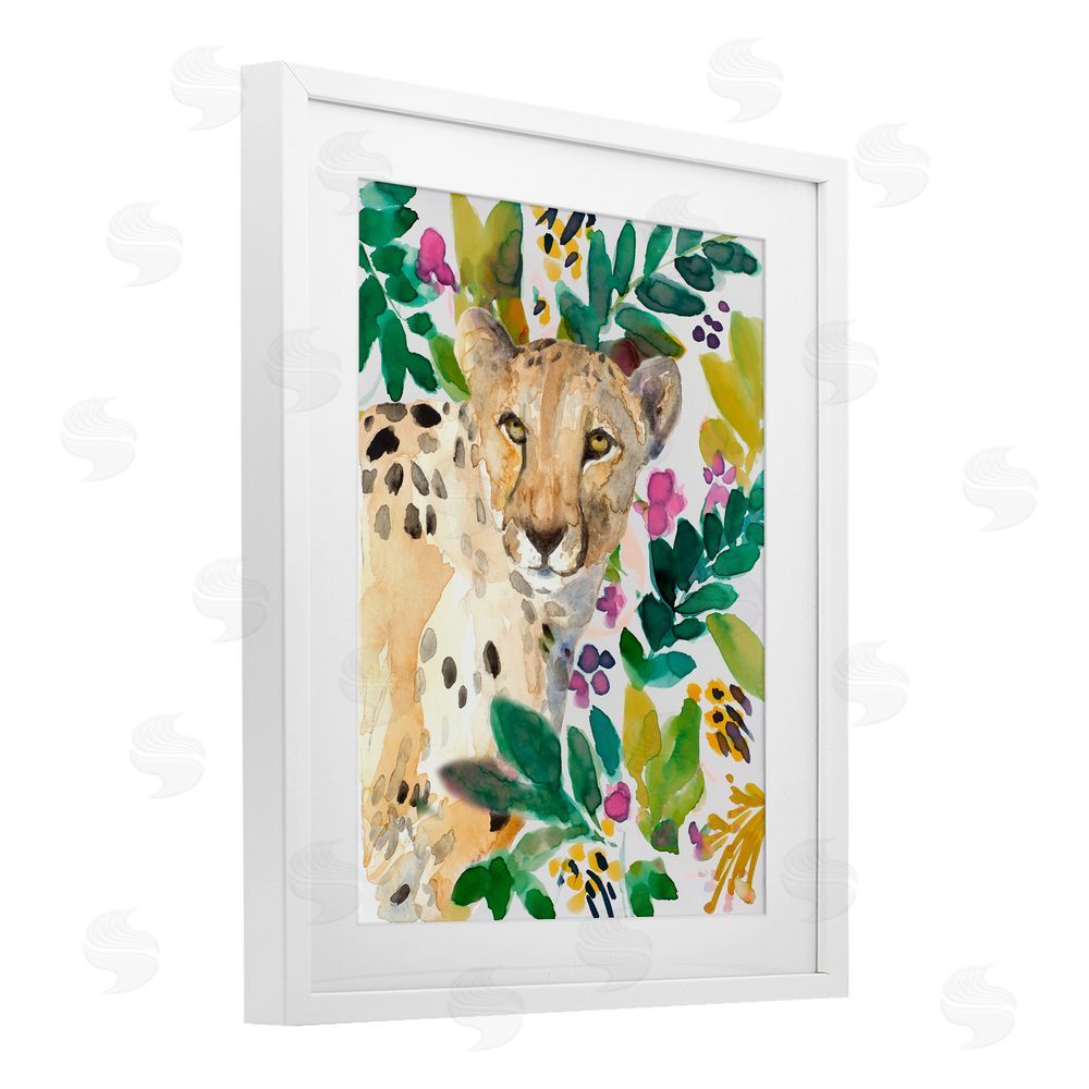 Sundance Graphics Garden Plants Cheetah White Framed Print Under Glass Wall Art