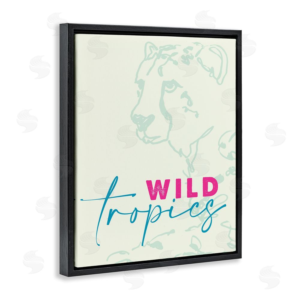 Lanie Loreth Wild Tropics Cheetah Black Floating Frame Canvas Wall Art Print